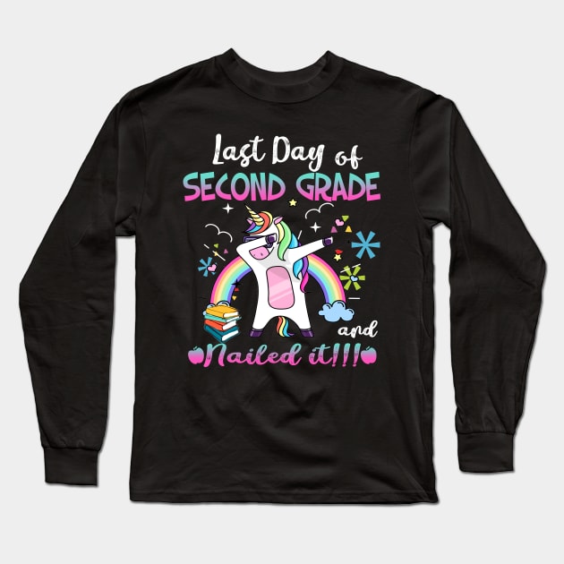 Happy Last Day of 2nd Grade Teacher Student Unicorn Dab T-Shirt Long Sleeve T-Shirt by Simpsonfft